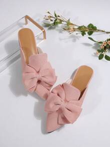 Pantofi de damă tip mule cu vârf ascuțit, cu design cu fundă, comozi și versatili, noutăți pentru primăvară/vară, pantofi cu slip-on, pantofi plati eleganti fără toc