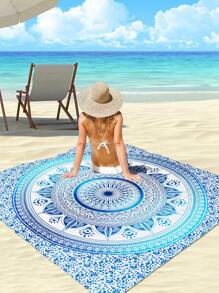 1 Stück leichte wasserdichte und sandabweisende Stranddecke, Outdoor Picknick Matte mit digitalem Schildkröten-Motiv, geeignet für Camping, Picknicks und Strände