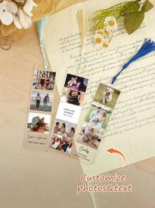 1pc Custom Photo And Text Bookmark With Tassel, Custom Acrylic Bookmark, Custom Bookmark With Text And Photos, Personalized Photo And Text Bookmark, Personalized Bookmark, Photo Collage Bookmark, Keepsake Gift, Great Memorial Gift