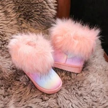 Botas de piel sintética arcoíris para niños, para uso casual diario