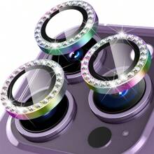 Multi-Color Camera Lens Tempered Glass Protector, Rhinestone Bling Bling, Fashion & Premium, Perfect Compatible With IPhone 16 15 14 13 12 Pro Max Plus Mini Tempered Glass Camera Lens Protector