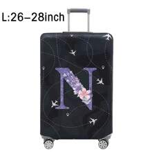 Luggage Cover Travel Case Cover For 18 To 32 Inch Luggage Protector Cases For Men Women Outdoor Holiday Travel Essentials Accessories Polyester Suitcase Elastic Dust Covers Fashion Initial Name A To Z Purple Flower Letter Print Toiletry Bag Wash Bag Toiletry Travel Bag Makeup Storage Beach Beach Bag Vacation Holiday Essentials School Supplies Travel Essentials Ladies For College Dorm Bathroom Bag For School School Accessories School Stuff - Black - View 49