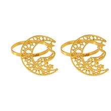 1pc/2pcs Gold/Silver Metal Hollow Star Moon Napkin Ring, Suitable For Family Gatherings, Table Decoration, Hotel Restaurant, Stars And Moon,Ramadan Kareem. - Various - View 9