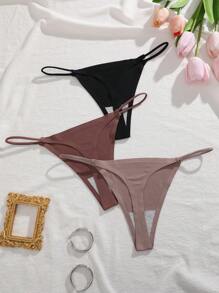 3pcs/Set Women's Solid Color Sexy G-String Panties