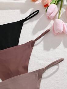 3pcs/Set Women's Solid Color Sexy G-String Panties