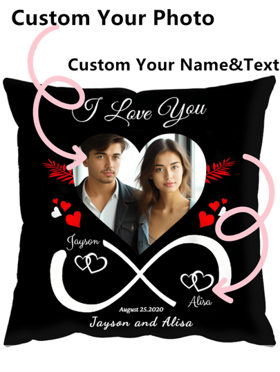 Customized 18x18 Inch Throw Pillow Cover With Romantic Quotes, Couple Gift, Infinity Symbol Customized Gift, Soft Square Cushion Cover With Zipper Closure, Suitable For Mother's Day Gift, Sibling, Best Friend, Home & Office Decor, Valentine's Day Ideas, Valentines Party Favors, Galentines Party Favors