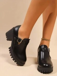 Women's Mary Jane Shoes With Thick Soles, Casual Style, Slip-On, Platform Shoes, College Style, Chunky Heels