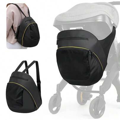 1 Organizador de cochecito de bebé de tela Oxford negra de gran capacidad, convertible en bolso colgante, mochila y bolso cambiador, de uso todo el año, compatible con Doona, FooFoo y modelos 4 en 1