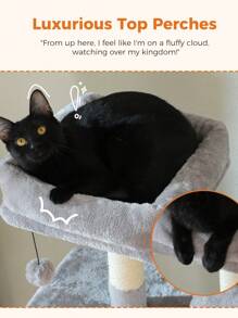 PAWZ Road 71" Cat Tree,  Large Cat Tower With 8 Scratching Posts, 2 Perches, 2 Caves, Basket, Hammock, Pompoms, Multi-Level Plush Cat Condo For Indoor Cats - Xám - Xem 5