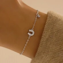 S925 Silver-Plated Gold Horseshoe U-Shaped  Chain Bracelet, Ladies Fashionable High-End Niche Daily Accessory