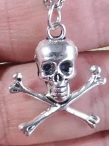 Retro Punk Pirate Skeleton Necklace, Skull Chain For Halloween