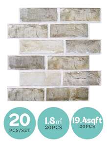 Commomy 1pc/10pcs/20pcs 3D Wall Panels Stick On Tiles, Brick Peel And Stick Tiles For Bedroom, 12" X 12" PVC Wall Stickers,Living Room Decor, Faux Brick Wall, Farmhouse Wall Decor - Multicolor - View 13