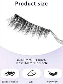 14 pares de pestañas postizas de estilo ojo de gato alargado, densas y gruesas, con aspecto natural de 16mm