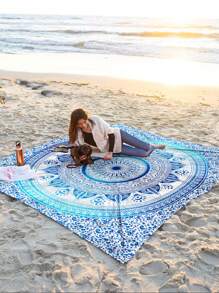 1 Stück leichte wasserdichte und sandabweisende Stranddecke, Outdoor Picknick Matte mit digitalem Schildkröten-Motiv, geeignet für Camping, Picknicks und Strände