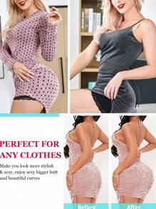 Womens Butt Lifter Padded Lace Panties Seamless Hip Enahncer Body Shaper Boyshort Underwear - 黑色 - 查看 5