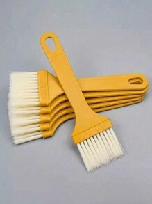 5/10/15 piezas Pinceles de plástico con cerdas duras para aceite de cocción de alimentos, pincel para aceite de barbacoa y pan plano, pincel delgado amarillo