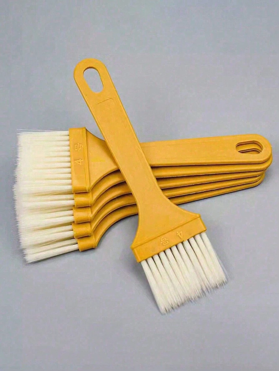 5/10/15 piezas Pinceles de plástico con cerdas duras para aceite de cocción de alimentos, pincel para aceite de barbacoa y pan plano, pincel delgado amarillo