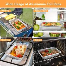 50 件装带透明盖的铝锅、铝箔锅、外带食品容器，铝箔密封性好，保鲜防溢，7.3 英寸 X 5.2 英寸 X 2 英寸 - 彩色 - 查看 8