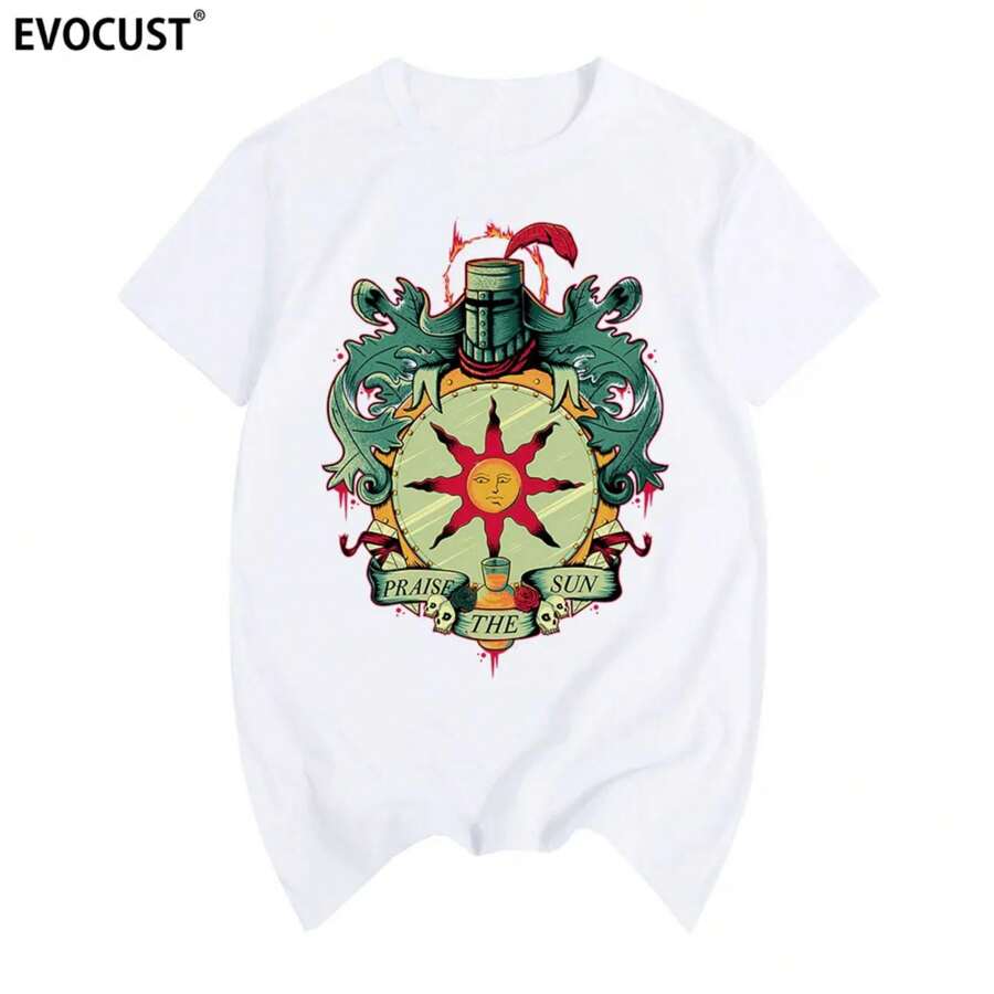 Dark Souls  2 Praise The Sun Arteries T-Shirt Cotton Men T Shirt New TEE TSHIRT Womens Unisex Fashion - 白色 - 查看 1