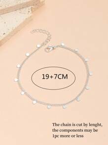 Disc Decor Chain Anklet - Silver - View 4