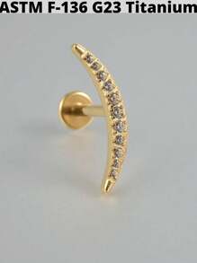 1PC G23 Titanium Cz Moon Internal Thread Labret Lip Rings Cross Snake Ear Cartilage Tragus Helix Earring Lobe Piercing Jewelry - Titanium Gold Plated - View 18