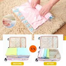 7 Packs Travel Compression Bags, Vacuum Bags For Travel, Space Saving Bags For Suitcases, Travel Essentials No Vacuum Needed, Travel Accessories For Packing Organizer