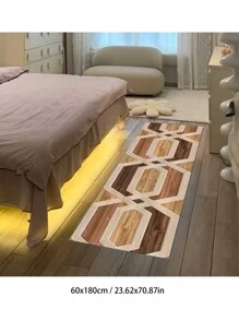 1pc Brown Geometric Vintage Print Runner Mat, Plush Rug Carpet, Soft Comfy Doormat, Vibrant Colors, Home Decor, Suitable For Living Room, Hallway, Bedroom, Kitchen, Entryway, Indoor, Durable & Easy Clean, Bedroom Decor, Home Decoration, Room Decor, Outdoor Mat, Garden Rug, Living Room Carpet