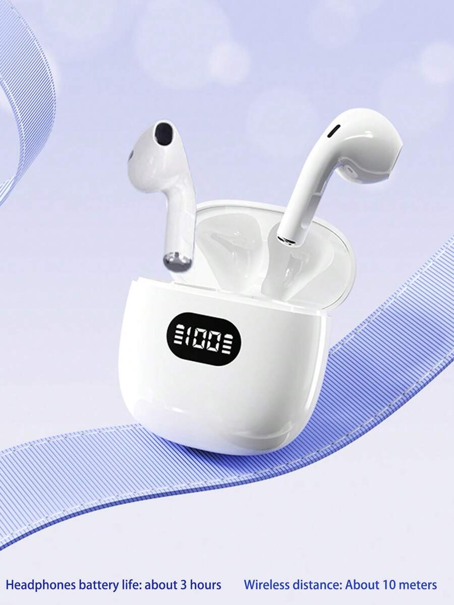 ENC 智能通话降噪耳塞，HIFI 立体声入耳式耳机，带 LED 电量显示、智能佩戴检测、3D 指纹触控、游戏和音乐模式、低延迟、长电池寿命、防水、适用于蓝牙设备，非常适合礼物和节日 - 白色 - 查看 1