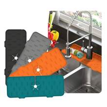 1PC Home Silicone Faucet Drain Mat, Foldable, Kitchen Bathroom Faucet Quick Dry Kitchen Sink Splash Guard Silicone Faucet Drip Mat, Kitchen And Bathroom Sink Countertop Protector - Multicolor - View 1