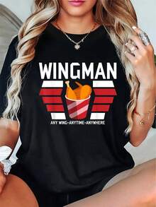 100% Cotton Funny Chicken Wings Shirt: The Hot & Spicy Parody Gift Tee - Black - View 1