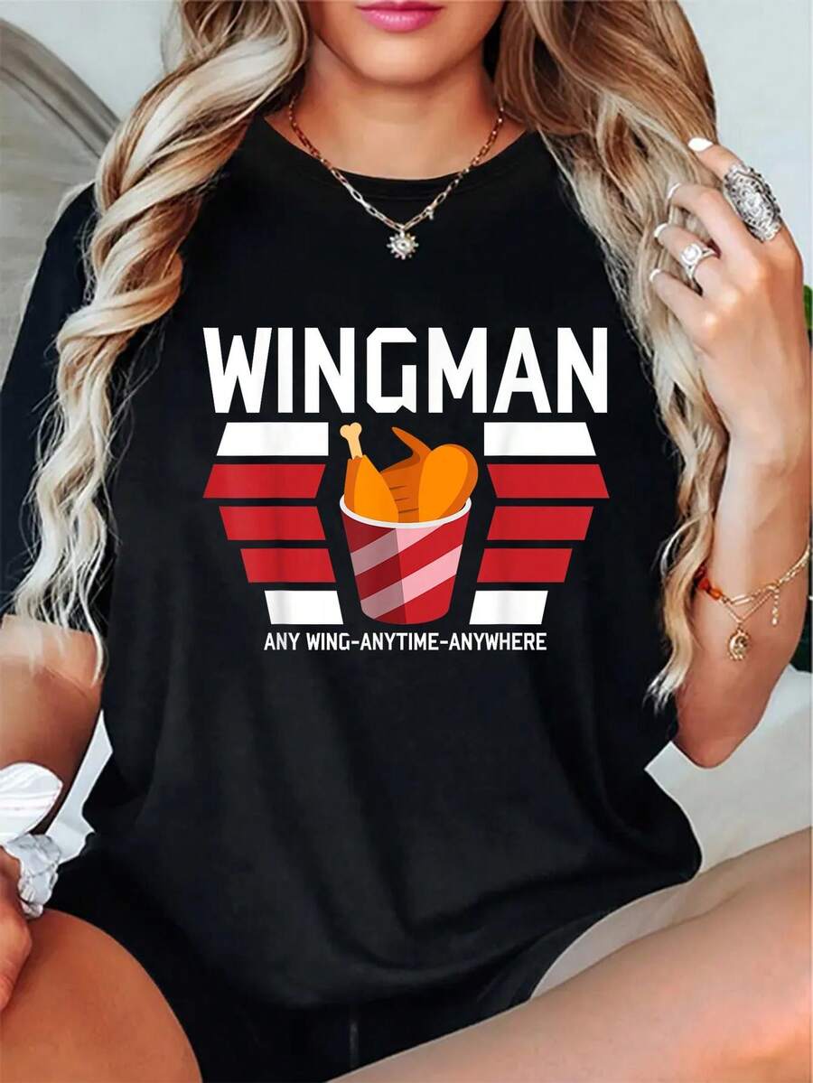 100% Cotton Funny Chicken Wings Shirt: The Hot & Spicy Parody Gift Tee - Black - View 1