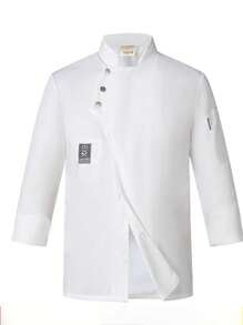 Hombres de color sólido resistente a las manchas y resistente al agua camisa de manga larga, delantal y gorro de tres piezas de ropa de chef, primavera, otoño e invierno modelos cómodos sueltos delantal de chef y gorro de chef, negro, blanco, azul, ropa de trabajo de chef de los hombres, adecuado para el hogar, restaurante cocina