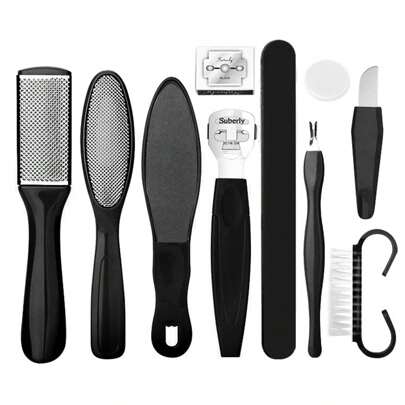 Set profesional de pedicura y spa para pies, set de pedicura de 10 en 1 para los pies, kit de cuidado de pies de acero inoxidable, lima de pies para eliminar la piel muerta, kit de pedicura
