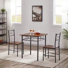 Dining Set Modern Collection 3 Piece Iron Wood Dining Furniture Set - Black - View 9