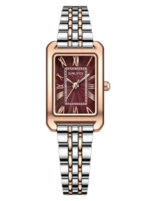 Women's Watches, Minimalist Casual Business Versatile, Roman Numerals High-End Luxury French Vintage Rectangle Stainless Steel Band Quartz Watch, Gift For Girlfriend Or Mother - Silver - View 14