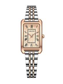 Women's Watches, Minimalist Casual Business Versatile, Roman Numerals High-End Luxury French Vintage Rectangle Stainless Steel Band Quartz Watch, Gift For Girlfriend Or Mother - Silver - View 15