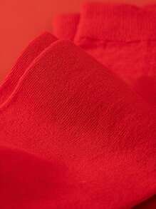 5 Pairs Unisex Red Crew Socks, Suitable For Chinese New Year, Fortune Year, Red Socks - Red - View 8
