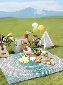1 Stück leichte wasserdichte und sandabweisende Stranddecke, Outdoor Picknick Matte mit digitalem Schildkröten-Motiv, geeignet für Camping, Picknicks und Strände