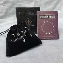 Juego de piedras rúnicas de madera Juego de runas de brujas 14 piezas Símbolo de runa grabado para adivinación - Negro - Ver 6