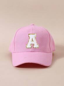 1 件儿童字母棒球帽，时尚，适合日常和学校使用 - 粉色 - 查看 3