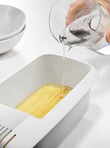 Easy-To-Use Microwave Pasta Cooker With Strainer - Heat Resistant, PP Spaghetti Steamer For Quick Noodle Meals - Essential Kitchen Gadget - White - View 3