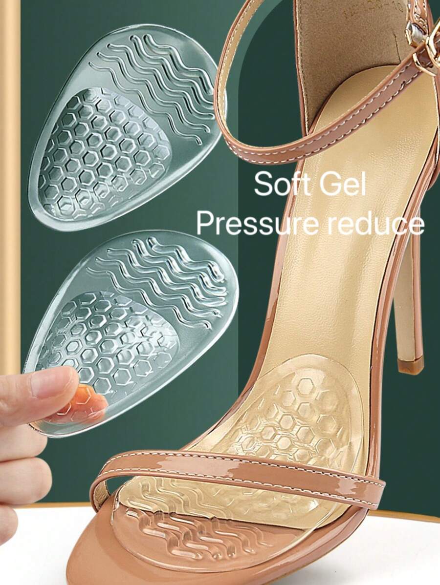 1 Pair Soft Silicone Anti-Slip Forefoot Pads, Comfortable Shock-Absorbing Pad To Prevent Foot Pain And Abrasion, Suitable For High Heels, Flats, Sandals, Spring/Summer