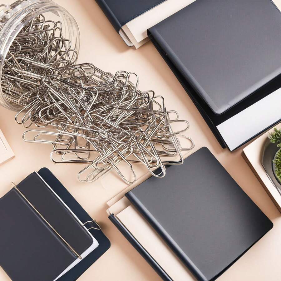100pcs/160pcs/500pcs/1000pcs Metal Paper Clips, Large Curved Binder Clips, Creative Bookmark Book Clips Back To School - Multicolor - View 1
