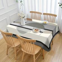 1pc Half Circle Design Simple Style Tablecloth,Elegant, Water-Resistant, And Easy-To-Clean Fabric For Kitchen Dining, Buffet Table, Holiday Dinner, Party, Banquet, Restaurant, Wedding, And Home Decoration - Perfect For Any Occasion - Multicolor - View 1