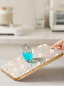 1 Rolle Gänseblümchen Grün Blätter Regaleinlage für Küchenschränke, nicht klebend, rutschfest Schubladeneinlage Kühlschrankeinlage, EVA wasserdichte Kühlschrankauflage Schrankmatte leicht zu platzieren