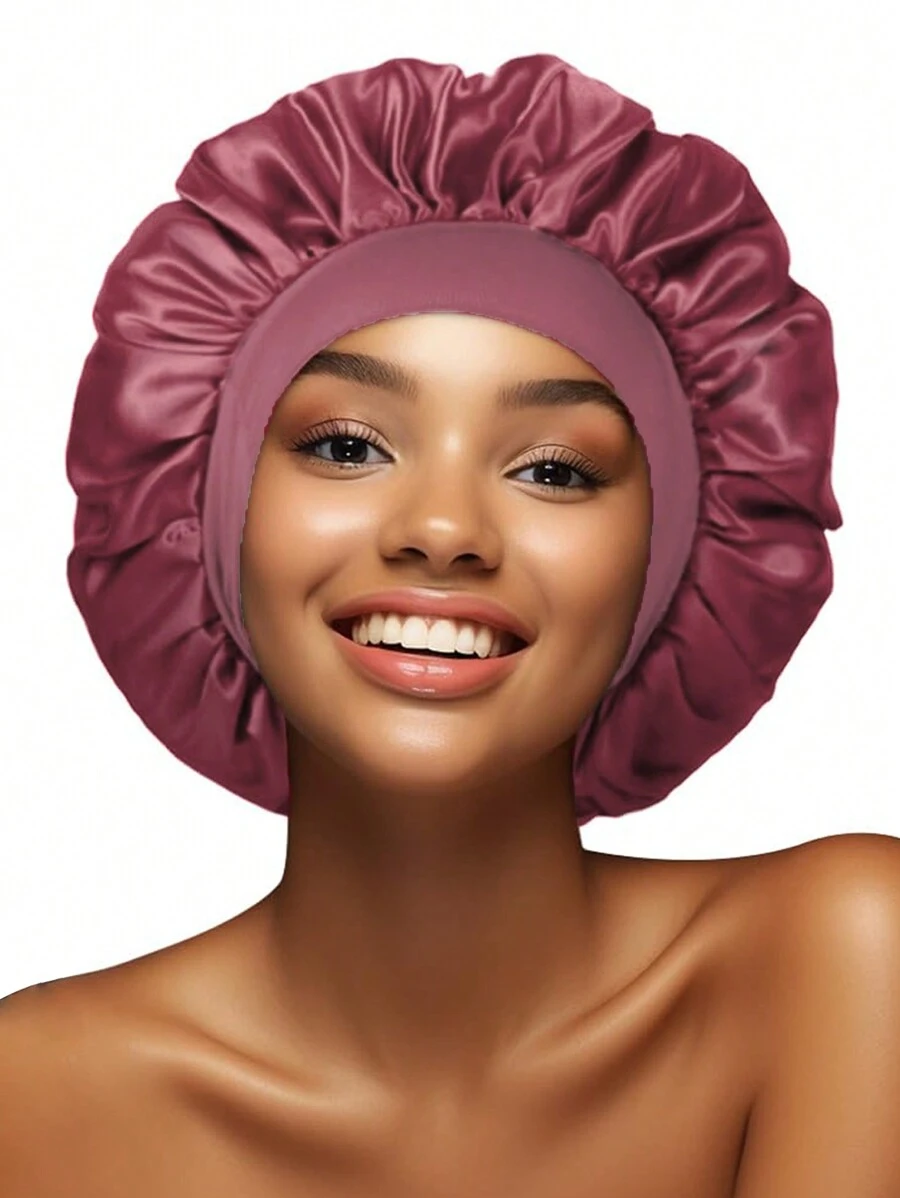 Awegeo 1pc Women's Wide Brim Elastic Satin Sleep Cap, Fashionable & Comfortable Breathable Hair Protection Hat For Daily Wear Sleep Bonnet,Summer,Beach,Holiday,Travel