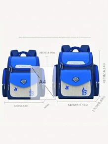 1pc Kids/Students Backpack, Zipper Closure, Minimalist Design, Ergonomic, Large Capacity, Suitable For Daily Use