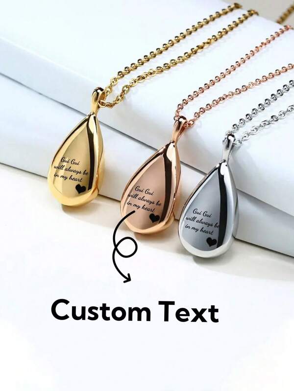 1 Piece Customized Carved Text Heart-Shaped Bone Ash Urn Stainless Steel Pendant Necklace, Suitable For Hair, Family And Friend Ashes, Cremation Souvenirs, Commemorative Gifts For Loved Ones, Commemorative Pet Hair, Dog And Cat Lovers, Men And Women