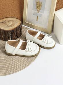 1 Pair Spring New Baby Girl Outdoor Comfortable Cute White Flat Shoes, Baby Girl Flat Autumn Shoes, Baby Wedding Shoes, Toddler Shoes - White - View 6