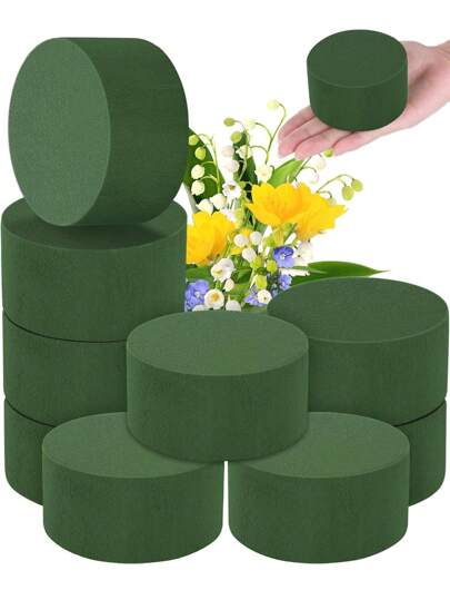 24Pcs/6pcs/2pcs -Wet And Dry Flower Foam Brick, Round Flower Mud, Green Polystyrene Foam Block For Flower Arrangement, Plant Decoration And Handicrafts, Spring Flower Arrangement And Handicrafts, Green Flower Foam, For Diy Fresh And Artificial Flower Or Plant Arranging, Flower Shop Foam Decoration